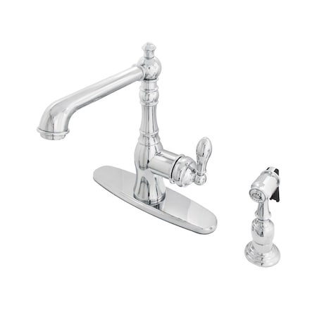 Single-Handle Kitchen Faucet W/ Brass Sprayer, Chrome